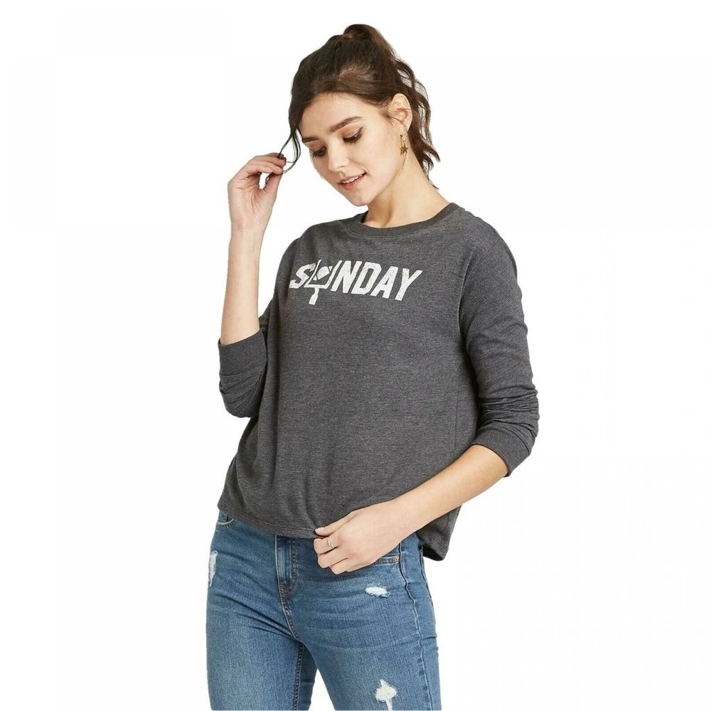 Fifth Sun Sunday Football LS Graphic T-Shirt Gray